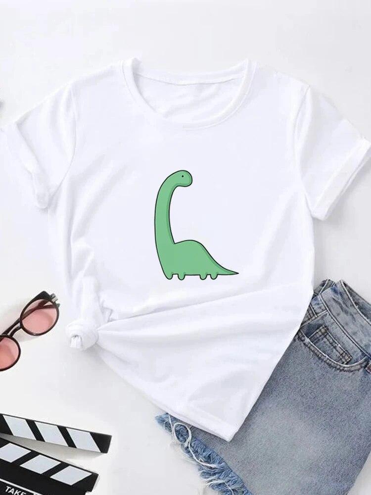 Футболка с летним принтом, женские футболки с рисунком Harajuku, корейская повседневная модная футболка с короткими рукавами Harajuku, белая футболка с круглым вырезом