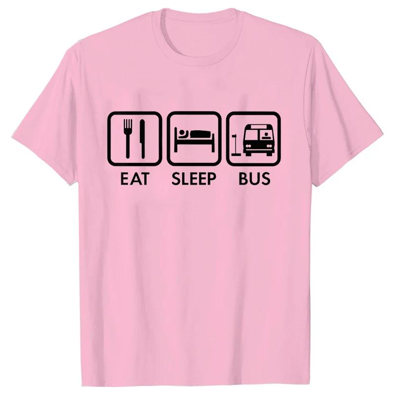 Потрясающие футболки Eat Sleep Bus Driver с графикой, топы Y2k, уличная одежда, футболки с коротким рукавом, подарки на день рождения, летняя футболка, мужская одежда