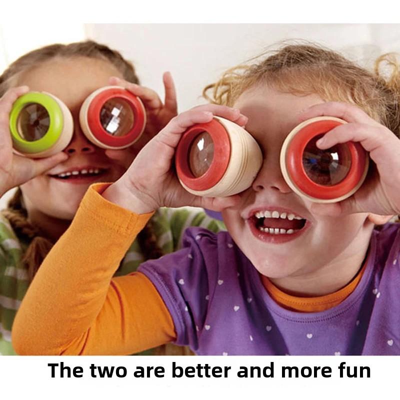 Children's Magic Kaleidoscope Wooden Bee Eye Polygon Mirror Kindergarten Polygon Mirror Toy Observation Experimental Toy P536
