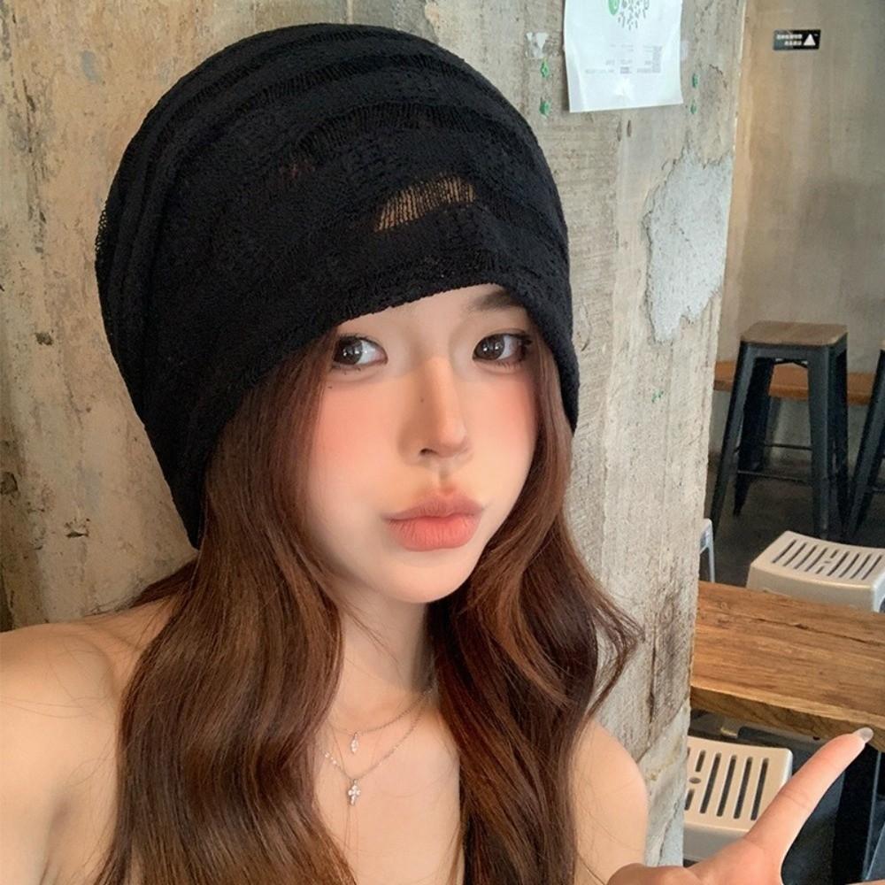 Korean Style Knitted Hat Hollow Design Beanies Hat Fashion Sunscreen Cap Spring Summer