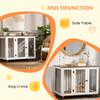 Dog Crate Furniture, Dog Cage End Table, with Wheels, for Large Dogs, 106 x 60 x 82 cm - White