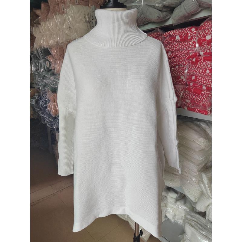 Autumn and Winter Women's Plus Size Sweater High Neck Bat Sleeve Loose Pullover Knit Sweater