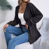 GMXIA Autumn and Winter Casual Solid Color Openwork Long-sleeved Cardigan Sweater Jacket Women's Wear