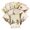 20 Sheets Christmas Postcard Vintage Xmas Tree Cat Gingerbread Man Snowman Reindeer Greeting Card for Winter Party Supplies