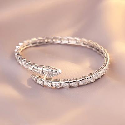 ZAKOL Роскошные блестящие браслеты-манжеты AAA с кубическим цирконием в виде змеиной кости, женские браслеты-манжеты серебристого цвета для свадебной вечеринки, браслет для женщин
