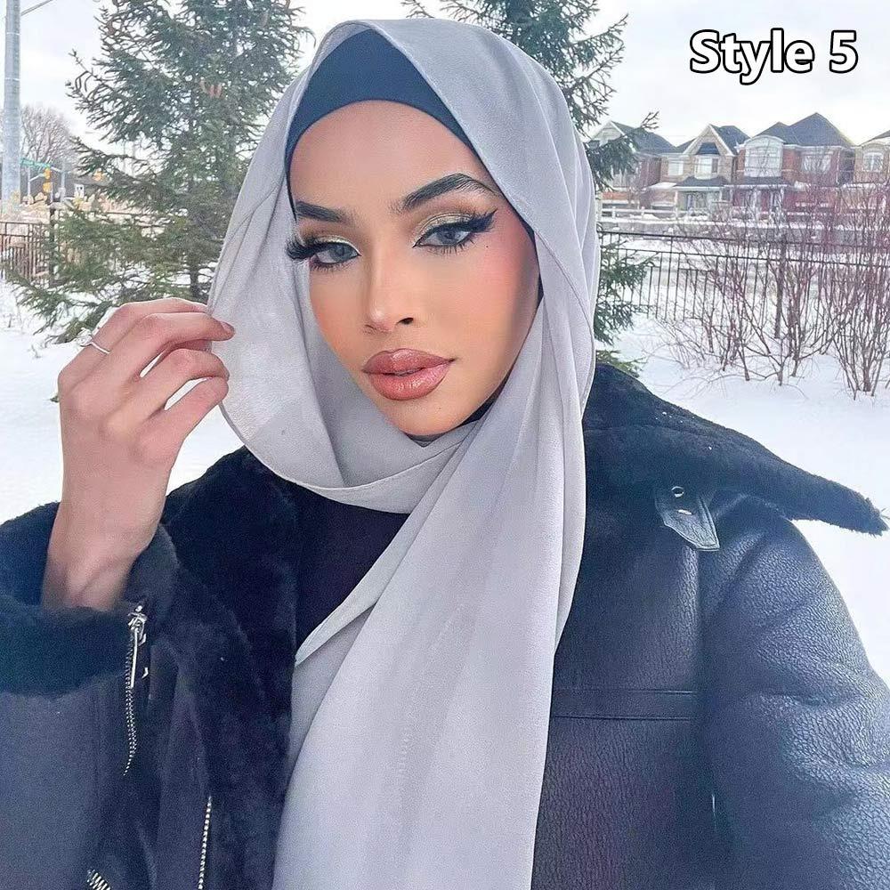 Big Size Muslim Headband Breathable Hijab Scarf Casual Islamic Scarves