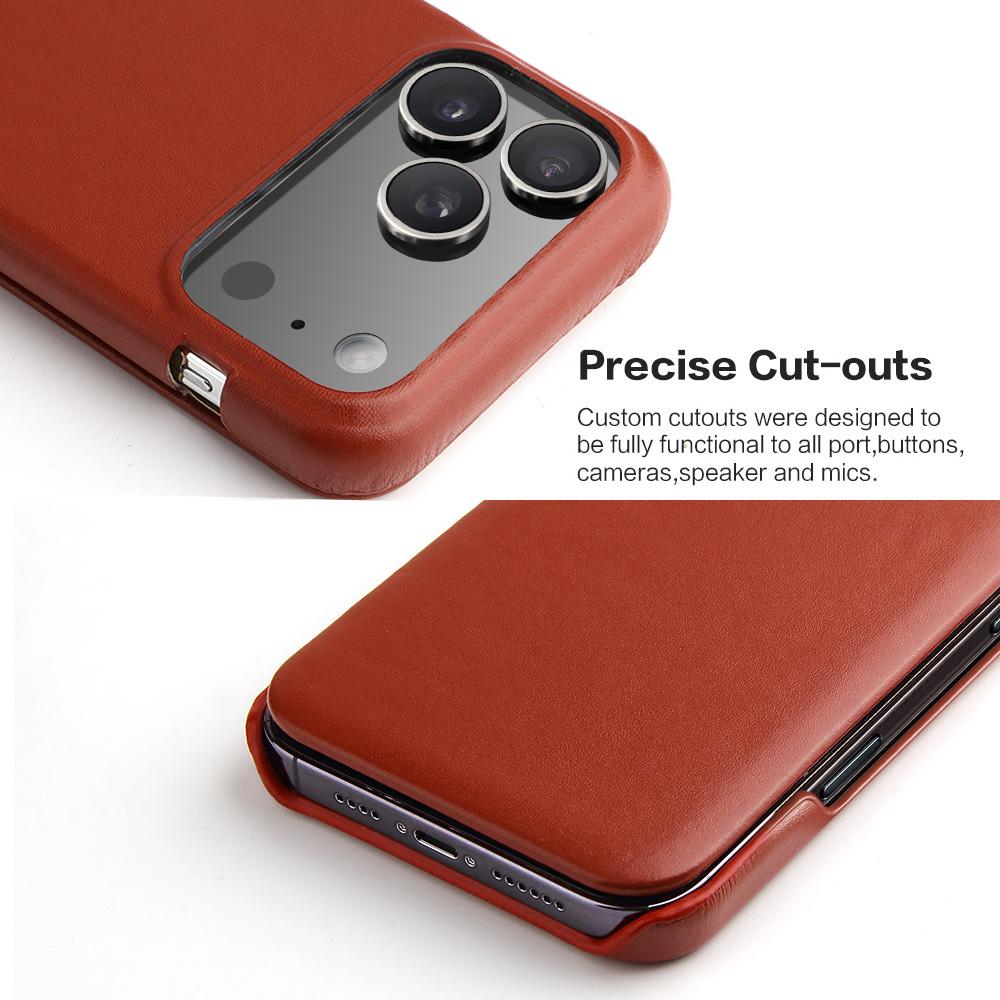 Fierre Shan-002 Роскошный Бизнес Чехол-Книжка из Кожи для iPhone 17/17e/17 Pro/17 Pro Max Защитные Пленки Задняя Крышка Телефона