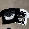 GLYDE Vintage Big Face Graphic Print Cotton T-Shirt Men Y2K Short Sleeves Vintage Oversize Tshirt Streetwear