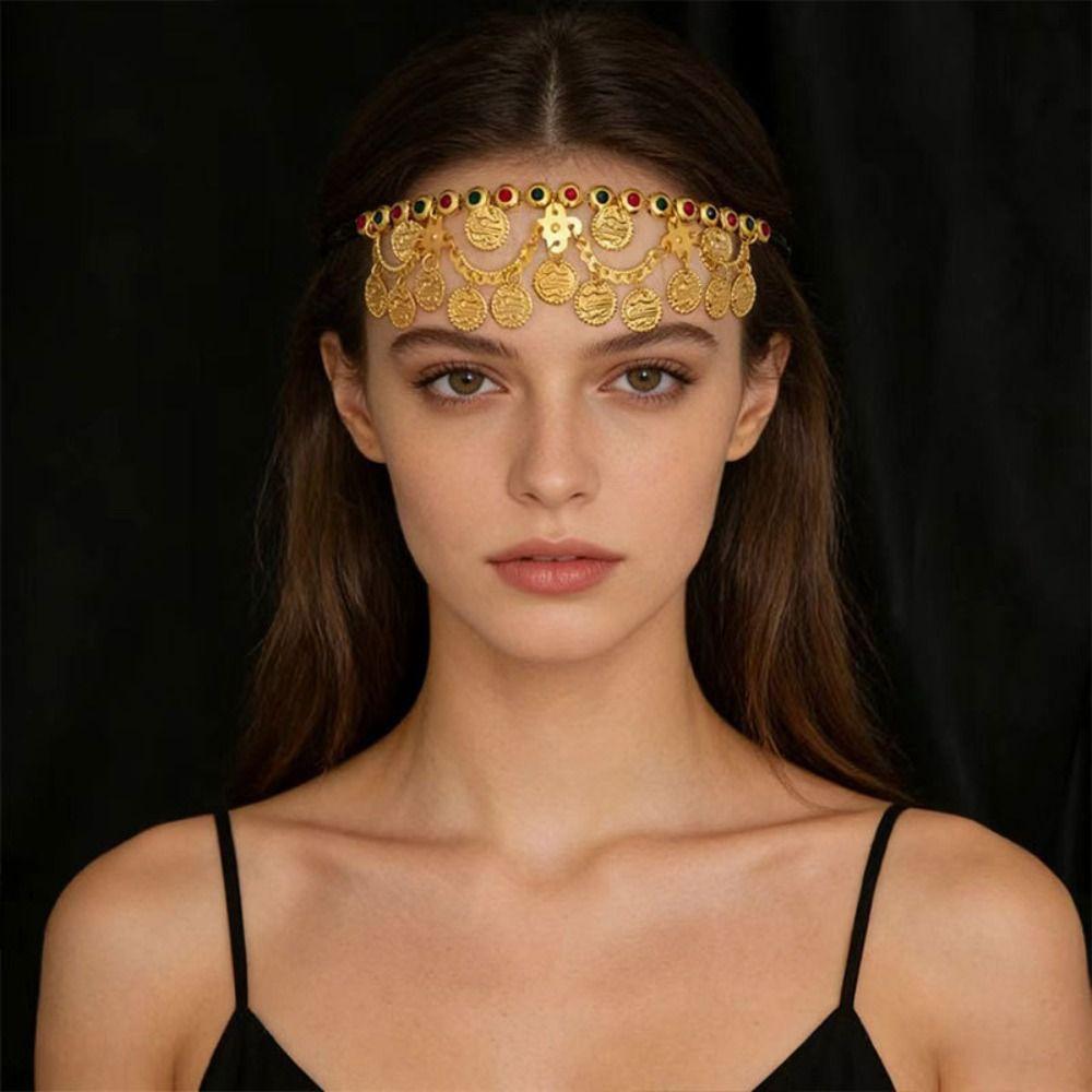 Round Exotic Forehead Chain Korean Style Long Tassels Hair Chain Headgear Accessory