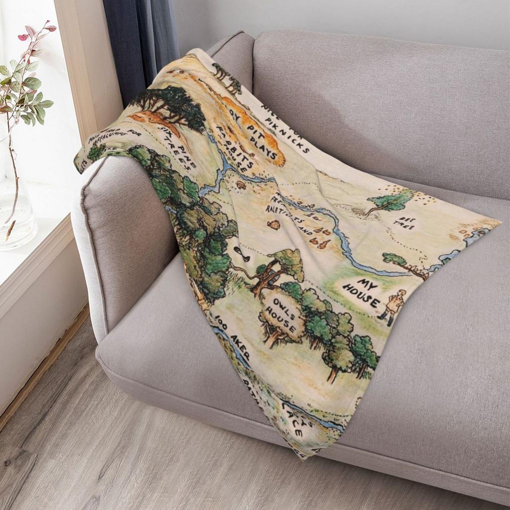 100 Acre Wood map Throw Blanket Warm Napping Blanket for Office Couch Bed