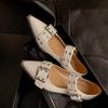 Fashion Double Button Fashionable Flat Shoes Dance Shoes Women's Black and White Belt Buckle Pin Buckle Punk 2024 Women's Flat Shoes
