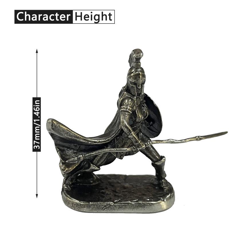 1pc Ancient White Brass Spartan Rome Soliders Figurines Miniatures Vintage Metal Soldiers Model Statue Desktop Ornament Gift