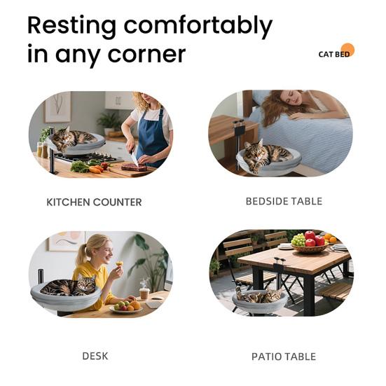 Yousheng Cat Bed & Perch for Desk 360 Degrees Adjustable Mesh Hammock with Metal Frame Breathable Soft Mesh Cat Nest for Home Office Desk