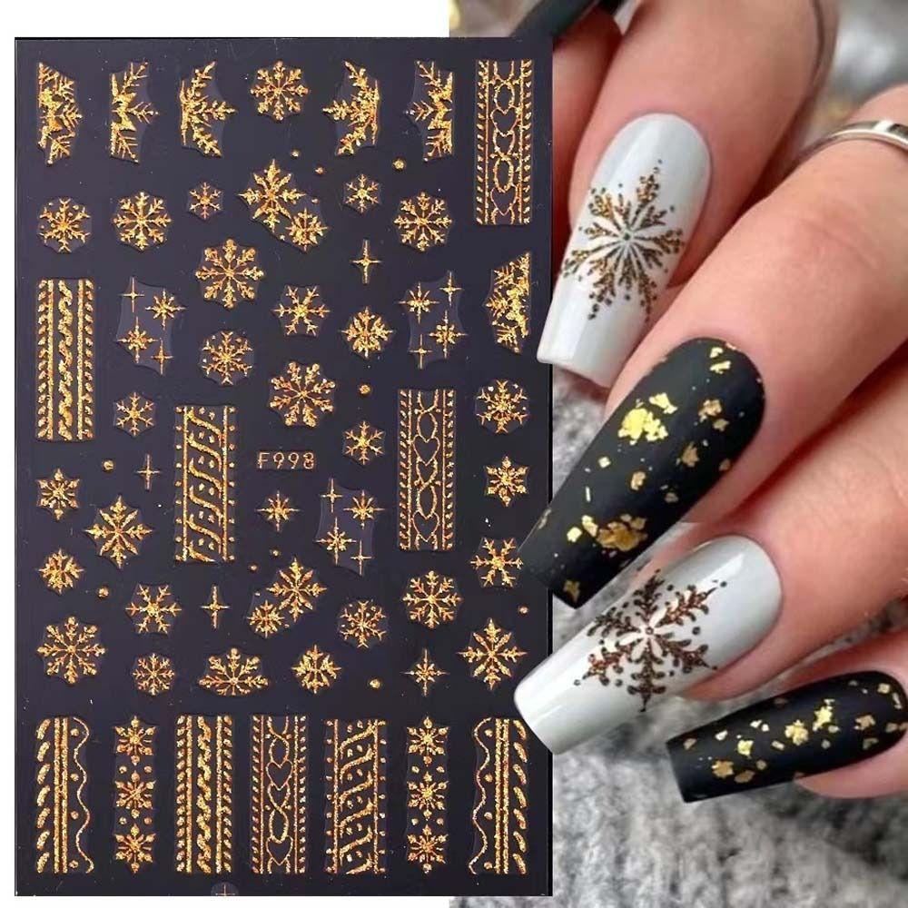 DIY Шармы для ногтей Рождественские Бронзовые Наклейки для ногтей Рождественские Украшения для ногтей в виде снежинок Девочки
