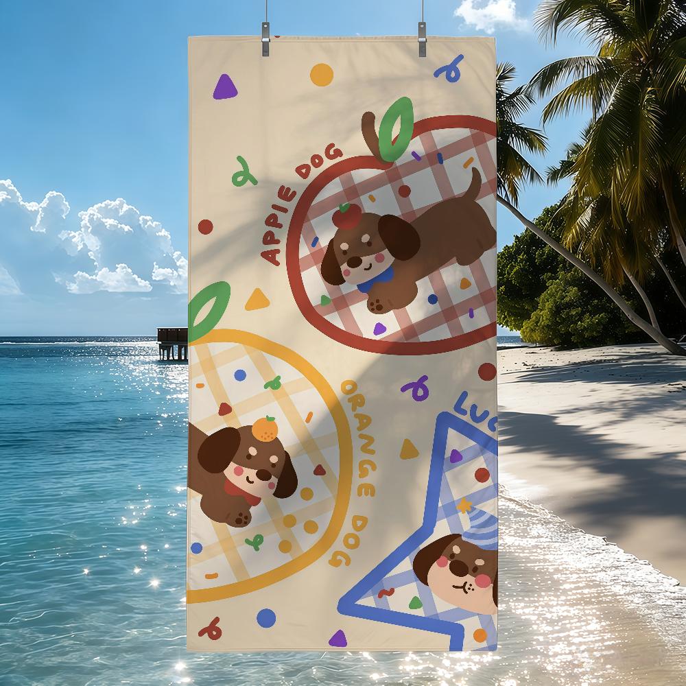 Dachshund Cute dog Cartoon Towel Quick Drying Beach Towels Are Suitable For Swimming Pools Camping Yoga And The Gym