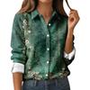 Женская рубашка-блузка с принтом и пуговицами, длинный рукав, повседневный базовый рубашечный воротник, обычный топ