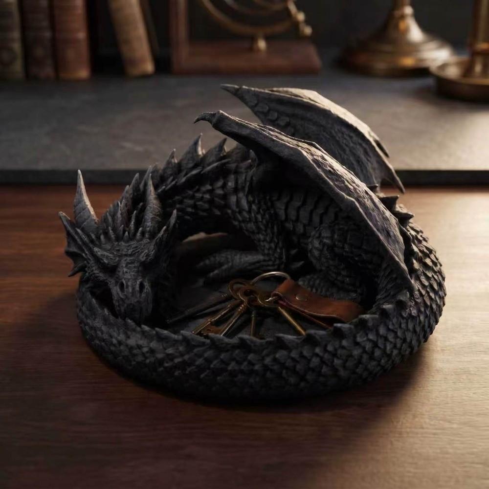 Gothic Dragon Guardian Catchall Dish 3D Printing Dragon Shaped Trinket Bowl  Home Decor