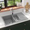 VidaXL Kitchen Sink In Granite Double Bowl Grey Kitchen Home Decoration 142951