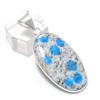 K2 Blue Azurite Gemstone Handmade 925 Sterling Silver Jewelry Pendant 1.85" J8H93