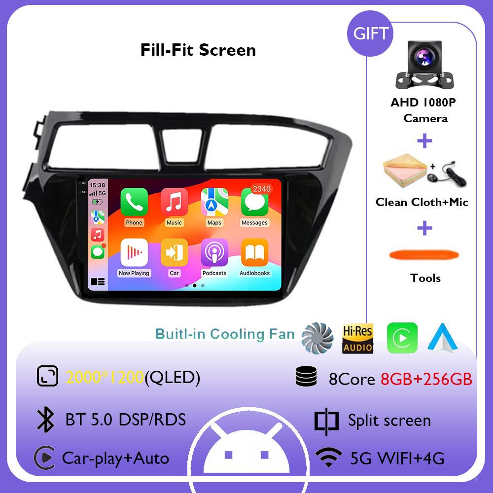 Android 14 For Hyundai I20 2014-2018 Car Radio Stereo Multimedia Navigation Video Player GPS Wireless Carplay Auto QLED screen