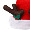 Christmas Hat with Deer Antler Red Short Plush Santa Hat with Pompom Holiday Costume Accessory for Christmas Party Supplies Photo Props
