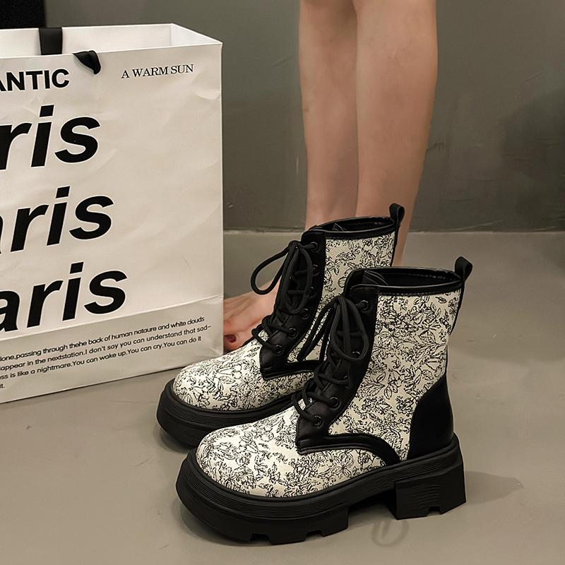 New Style Women's Shoes Fashion Soft Comfortable Not Tired Feet Round Toe Women's Boots Low Top Lolita Rider Boots Zapatos Mujer