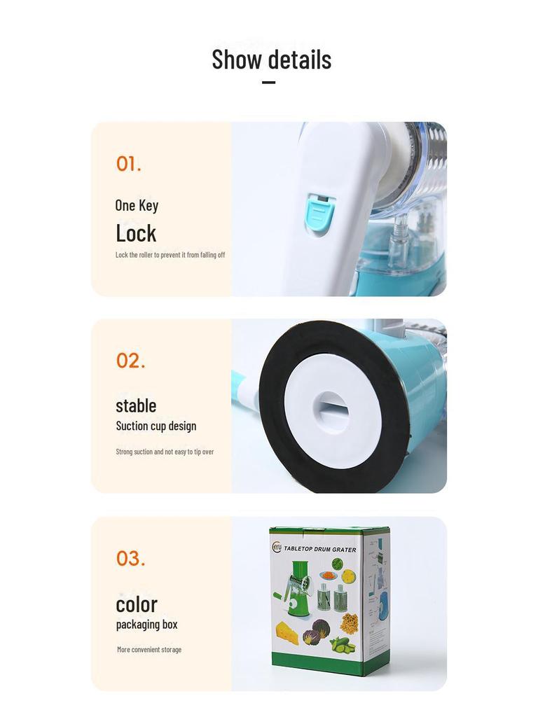 Multi-Function Hand-Cranked Vegetable Cutter and Grater