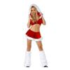 Cosplay Red Santa Claus Dress Women Sexy Christmas Costume Adult Skirt Coat Red Footcover Outfit Female
