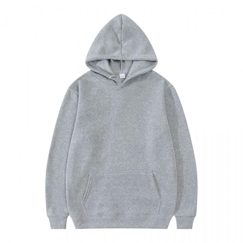 Winter Fleece Hooded Sweatshirt Men Solid Color Loose Casual Sport Outerwear