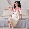 Women's Summer Cartoon Nightgown: Cute, Short-Sleeve, Plus-Size, Thin, Long Dress for Home or Outdoor Wear