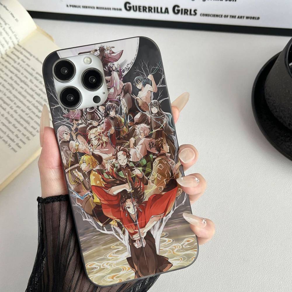 Japanese Anime D-Demon S-Slayer Phone Case For IPhone 17 16 15 11 12 13 14 Pro Max Soft Corrugated Silicone Cover Case