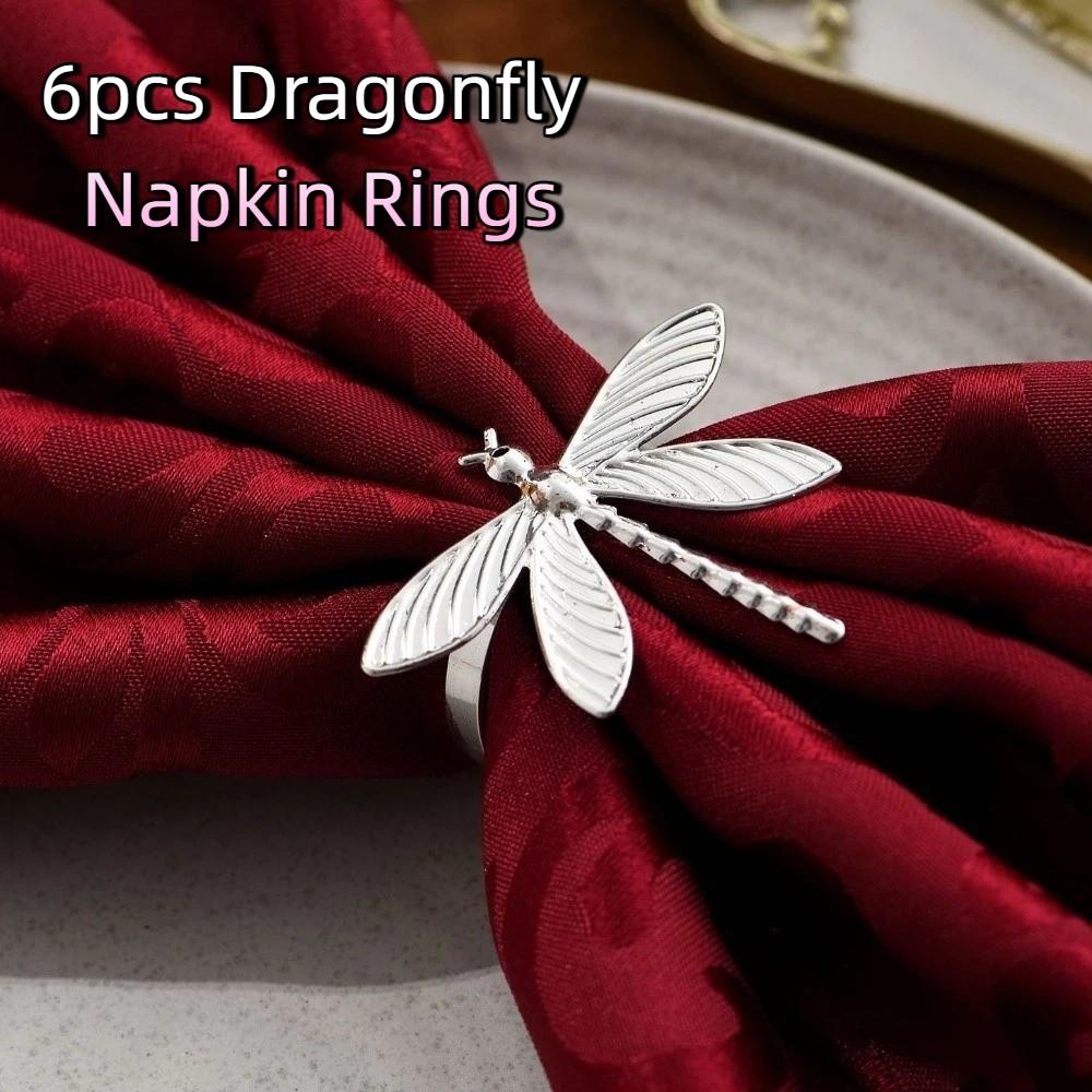 6 pieces/set Elegant Dragonfly Napkin Rings Minimalist Insect Napkin Buckle Party Decoration