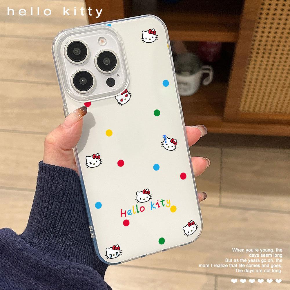 Dopamine Point KT Cat Suitable for Apple 16 Mobile Phone Case IPhone 15 Protective Case 14 Large Hole Anti Fall 13 Women's Model