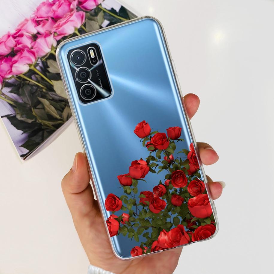 For OPPO A16 Case A16S A54S Soft Silicone Phone Case For Oppo A16 CPH2269 Clear Flower Funda Back Cover on OPPOA16s A 54s Bumper
