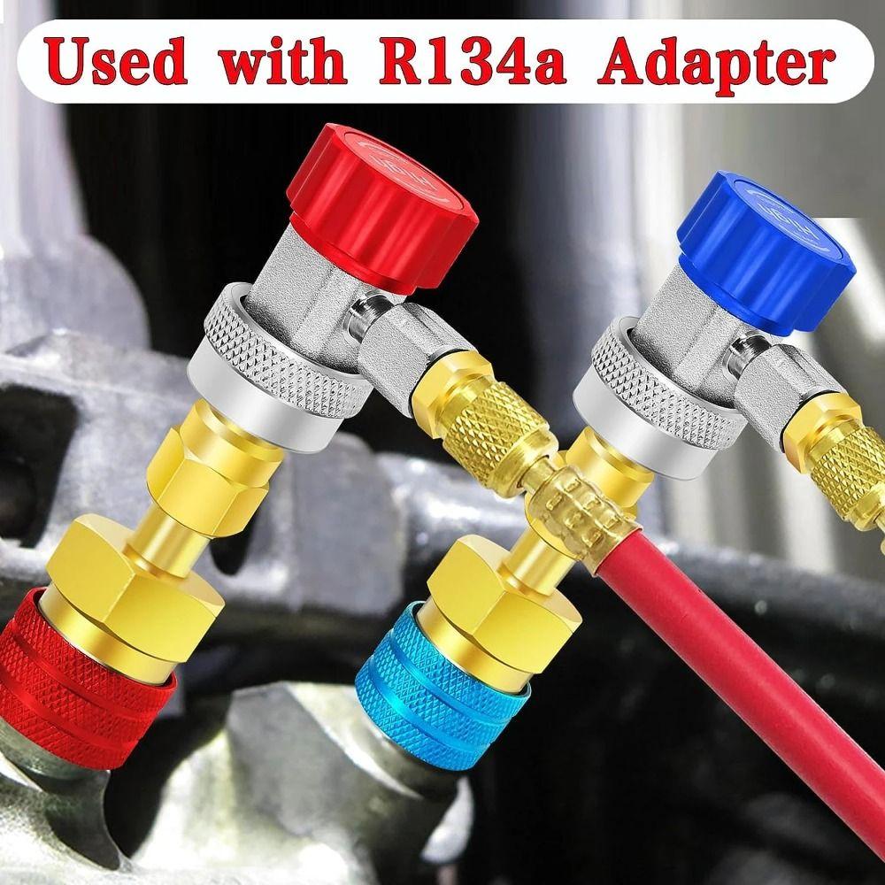 1/2Pcs Auto Off R1234YF Quick Coupler Adapter AC Hose Fitting Connectors R1234YF To R134A