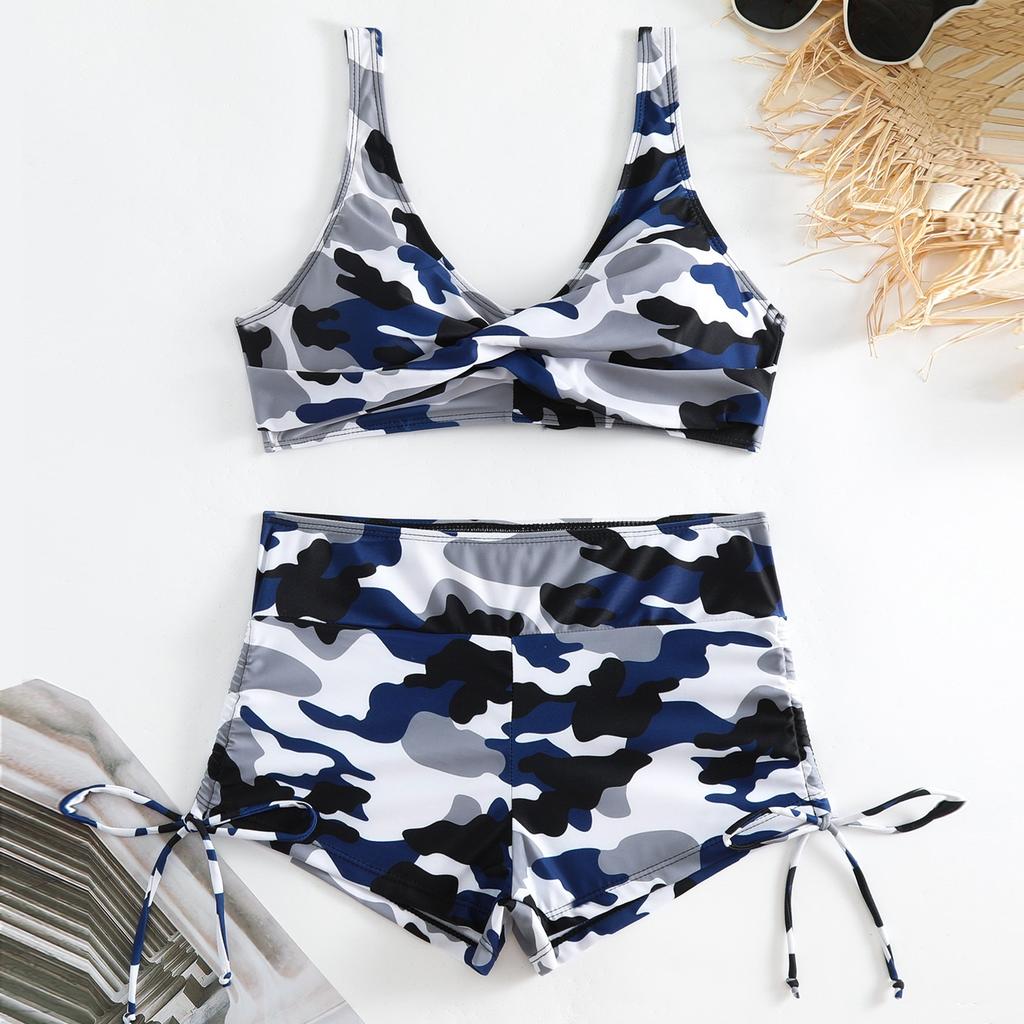 Women's Split Fashion Sexy Bikini Print With Breast Pad Without Steel Bracket Swimsuit