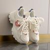 CRLAYDK 2024 Новинка Женские Массивные Кроссовки для Ходьбы на Шнуровке Платформа Кожа Мода Папины Кроссовки Клиновидная Спортивная Рабочая Повседневная Теннисная