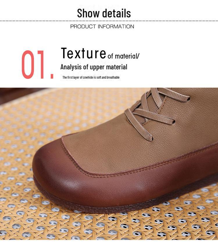 Женские сапоги из коровьей кожи с круглым носком в стиле ретро, осень/зима 2023 г. — теплые, с бархатной подкладкой, плоская подошва, размер XL