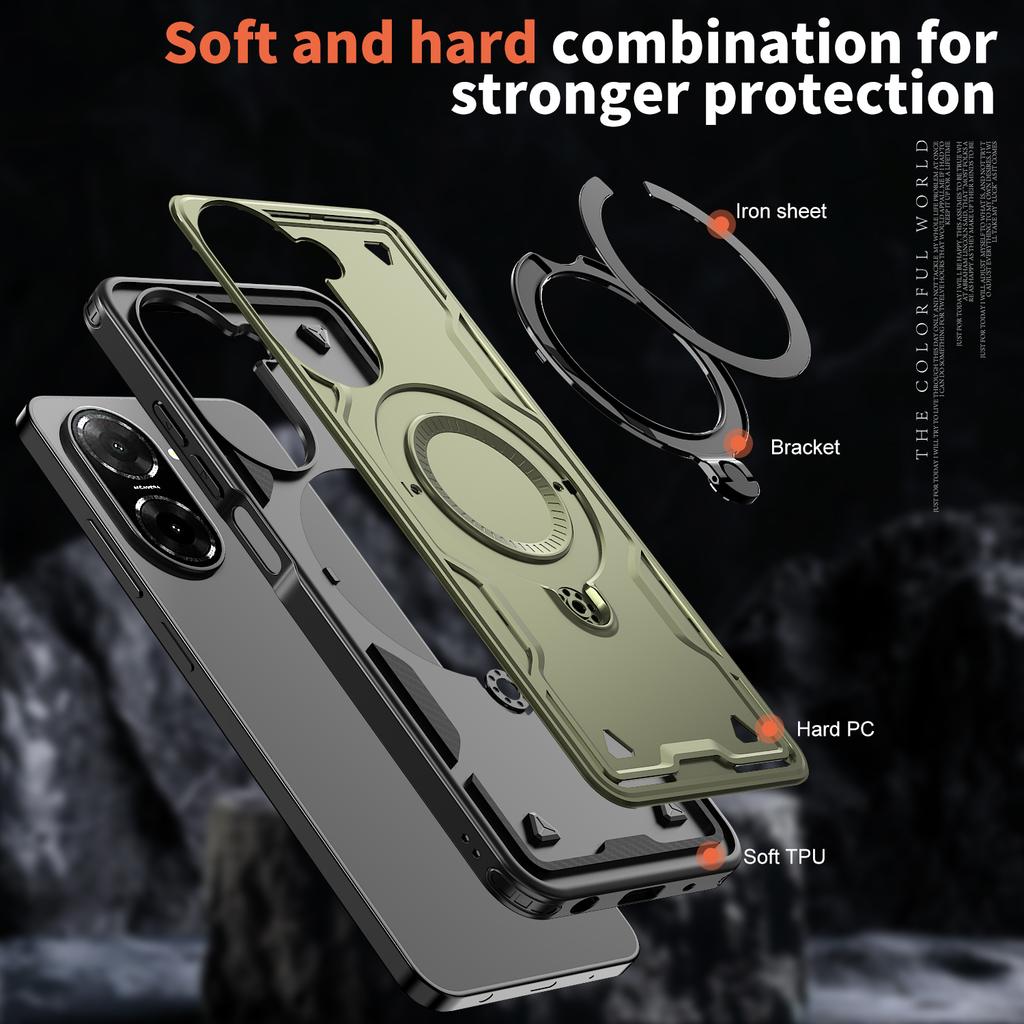 For Xiaomi Redmi A5 4G (171.7mm)/Poco C71 4G Case Compatible with MagSafe Military Protection PC+TPU Kickstand Phone Cover