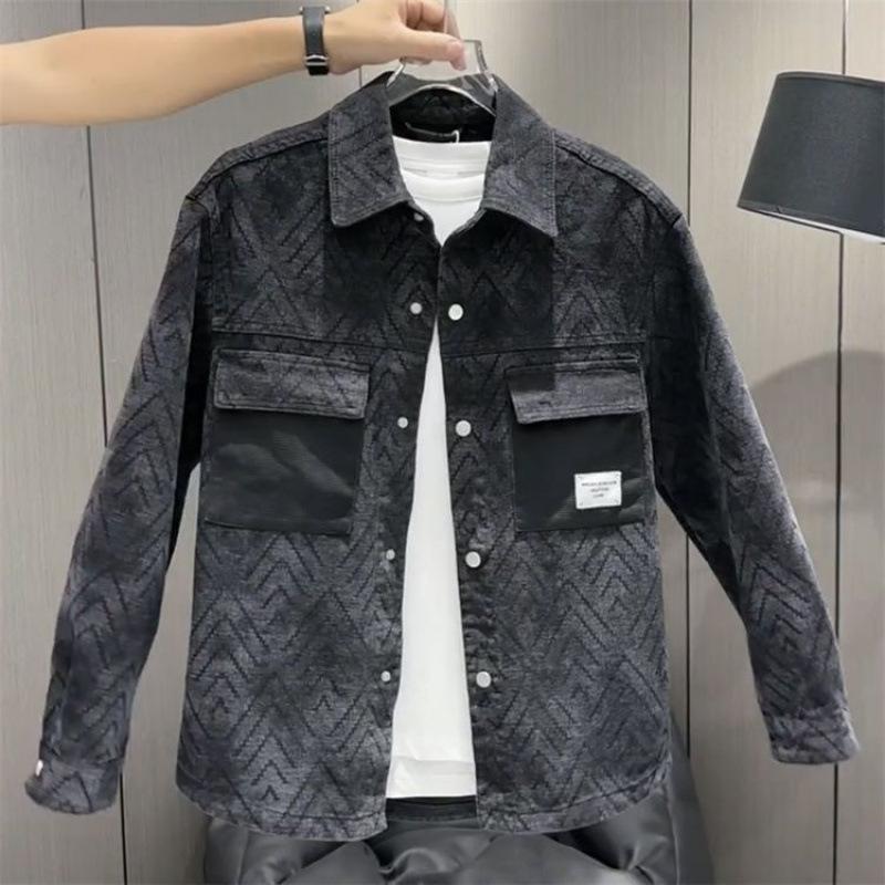 Джинсовая куртка мужская универсальная приталенная осенняя куртка повседневная трендовая лацкан