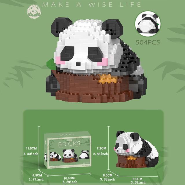 Mini Cute Creative Panda Micro Building Blocks 3D Diamond Model Animals Bricks DIY City Construction Toys for Children Kids Gift