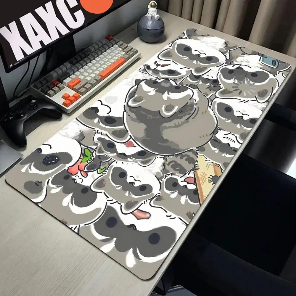 Cute Cartoon Brown Raccoon Mouse Pad Large Computer Office Game Table Mats XXL x Rubber Nonslip Keyboard Mat Long Desk Pads