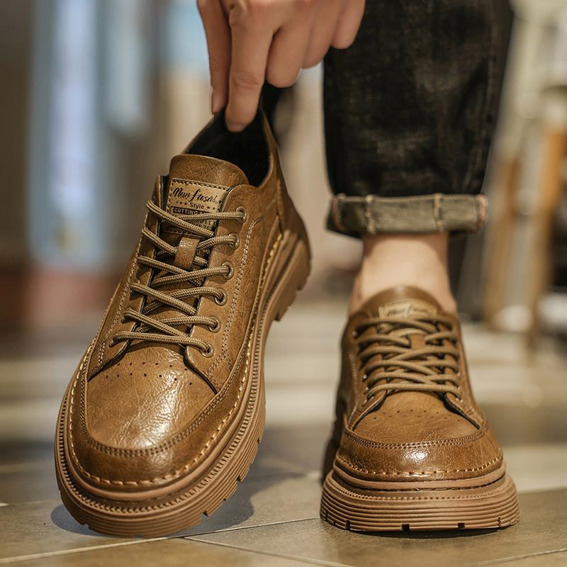 Leather shoes autumn British style dress business casual heightening board shoes Martin boots