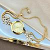 Women's Fashion Pull-Out Bracelet Watch with Diamond-Encrusted Flower Design