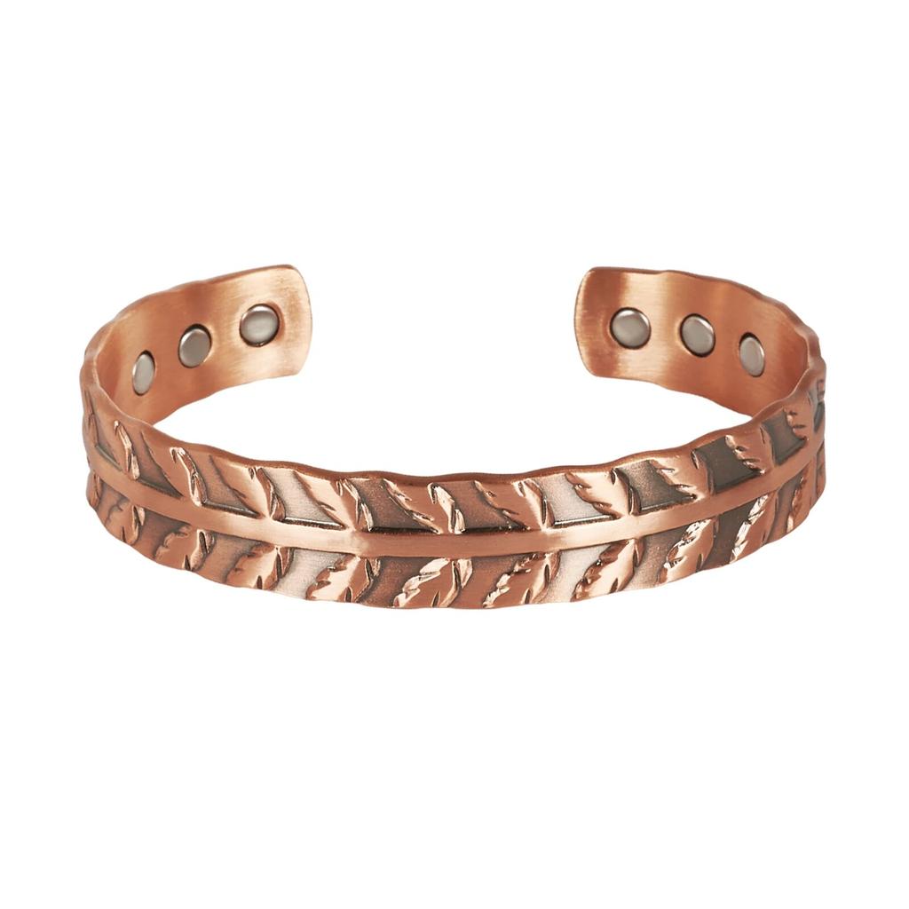 Ikuinen браслеты из чистой меди магнитотерапия лист регулируемые браслеты-манжеты с высоким магнитом винтажные ювелирные изделия изменяемого размера