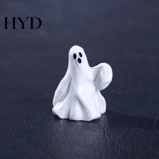 DIY Micro Landscape Decor 3Pcs Halloween Mini Resin Figurines, Miniature Pumpkin Ghost Grim Reaper Outdoor Decoration Castle Statue for Spooky