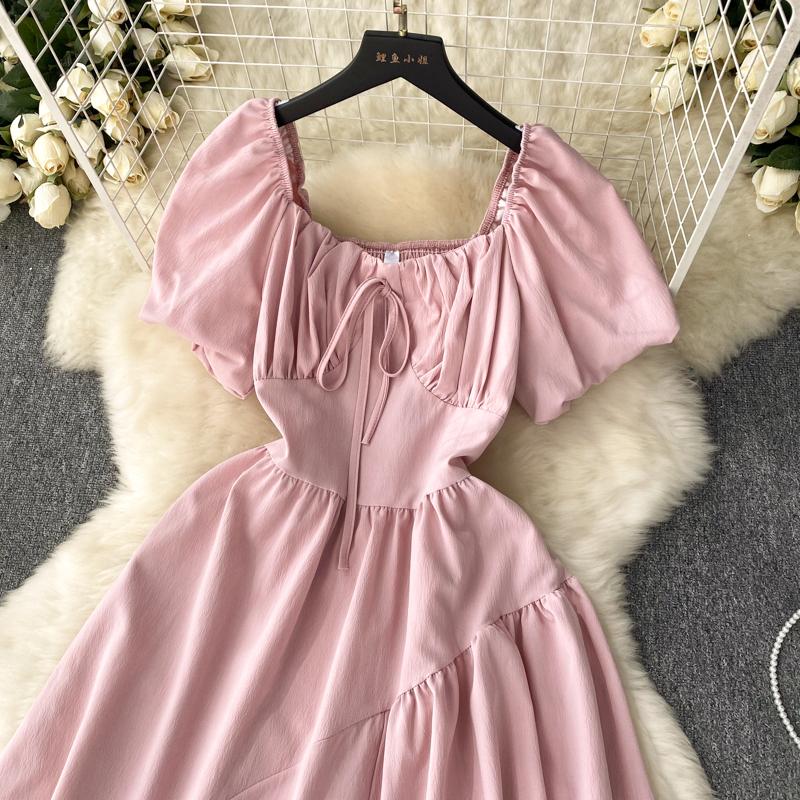 НОВОЕ женское платье с пышными рукавами и нерегулярной баской Vestido Elegante с квадратным воротником и оборками, модное корейское платье