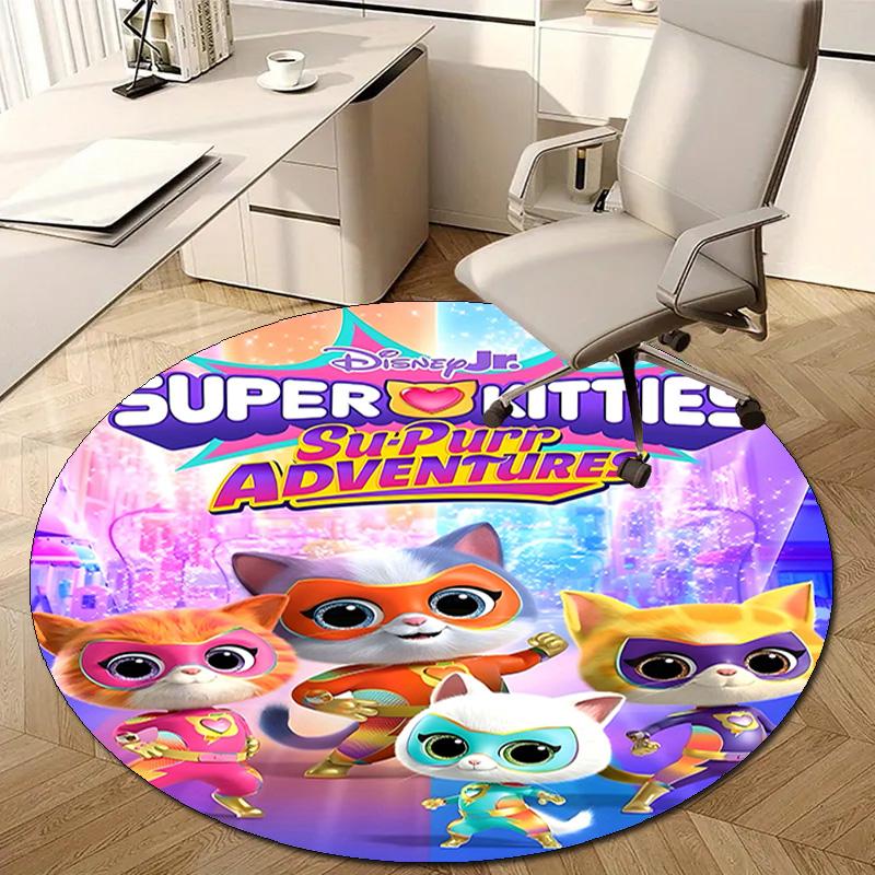 1pc Super Kitties Adventures3 Design Printed Area Round Carpet for Bedroom Living Room Home Decor Rugs Mat Non Slip Mat Rug for Bedside
