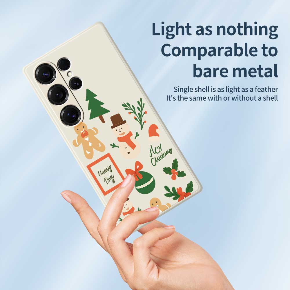 For Samsung Galaxy S25 Ultra Case Christmas Snowman Pattern Printing Straight Edge TPU Phone Back Cover