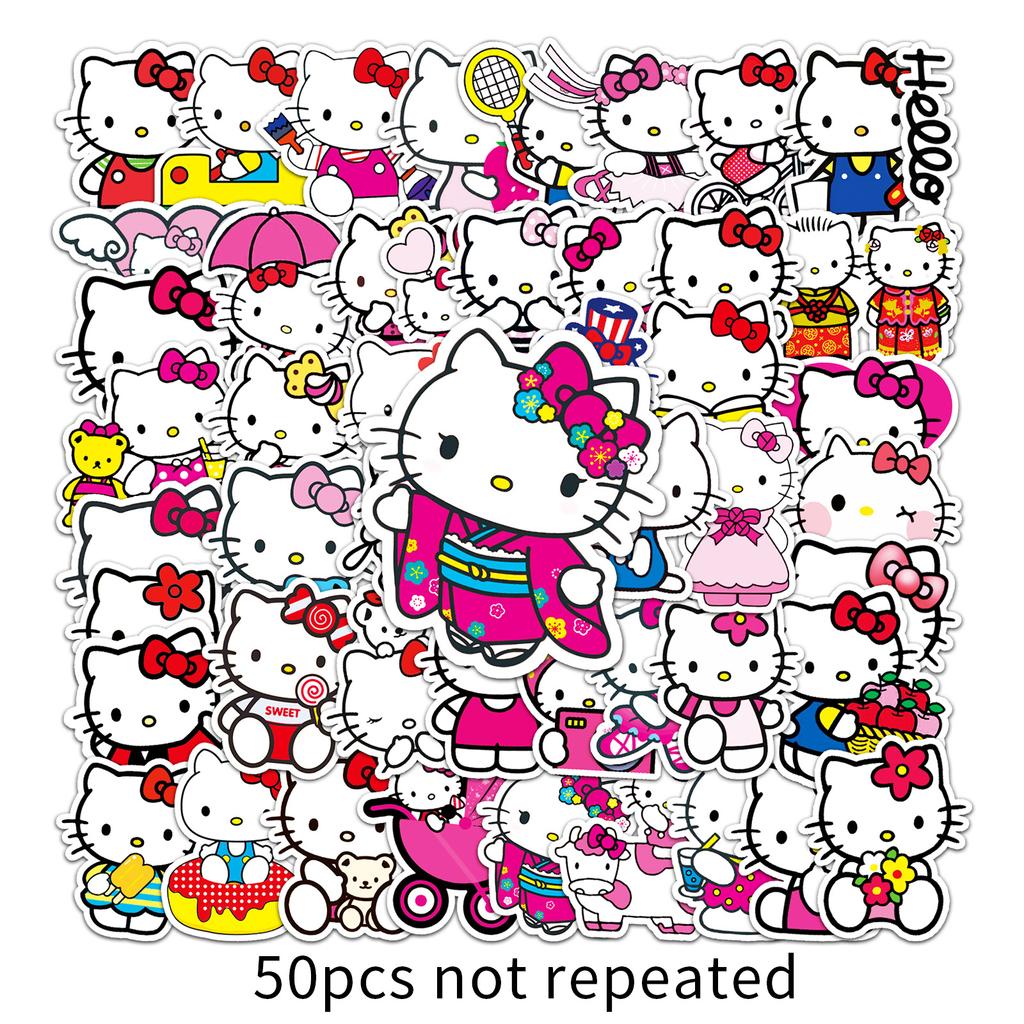 50 шт. Разные мультяшные наклейки Sanrio для граффити, водонепроницаемые наклейки для DIY, для телефона, ноутбука, iPad, футляра для очков, багажа, термоса, декор
